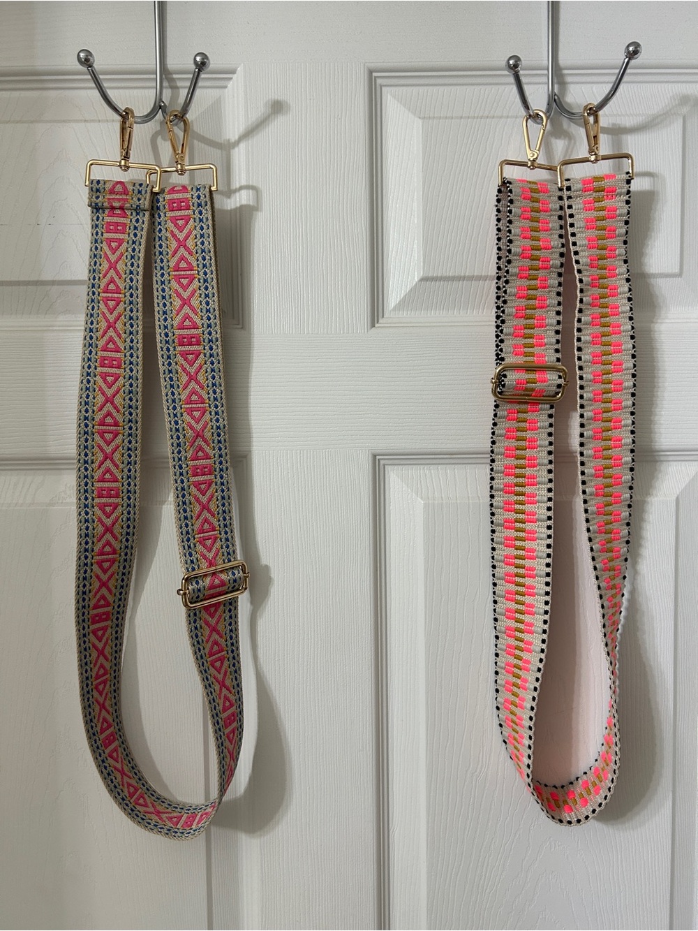 Adjustable Pink Patterned Woven Crossbody Strap